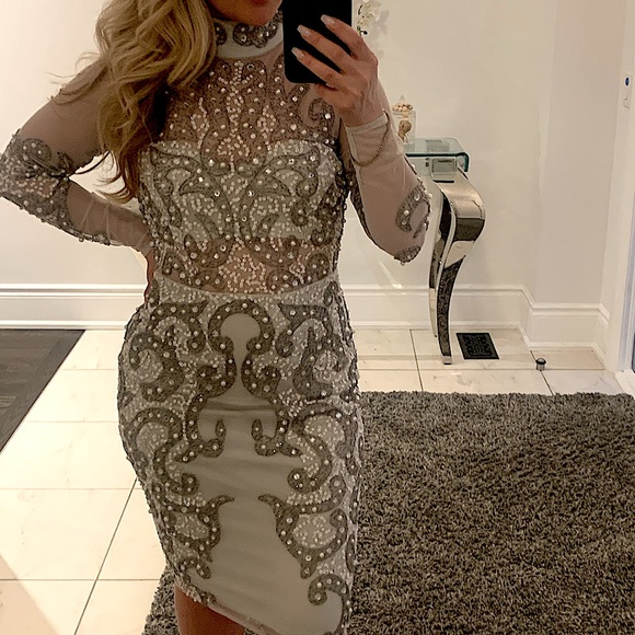 ASOS fully beaded silver dress - Picture 1 of 6